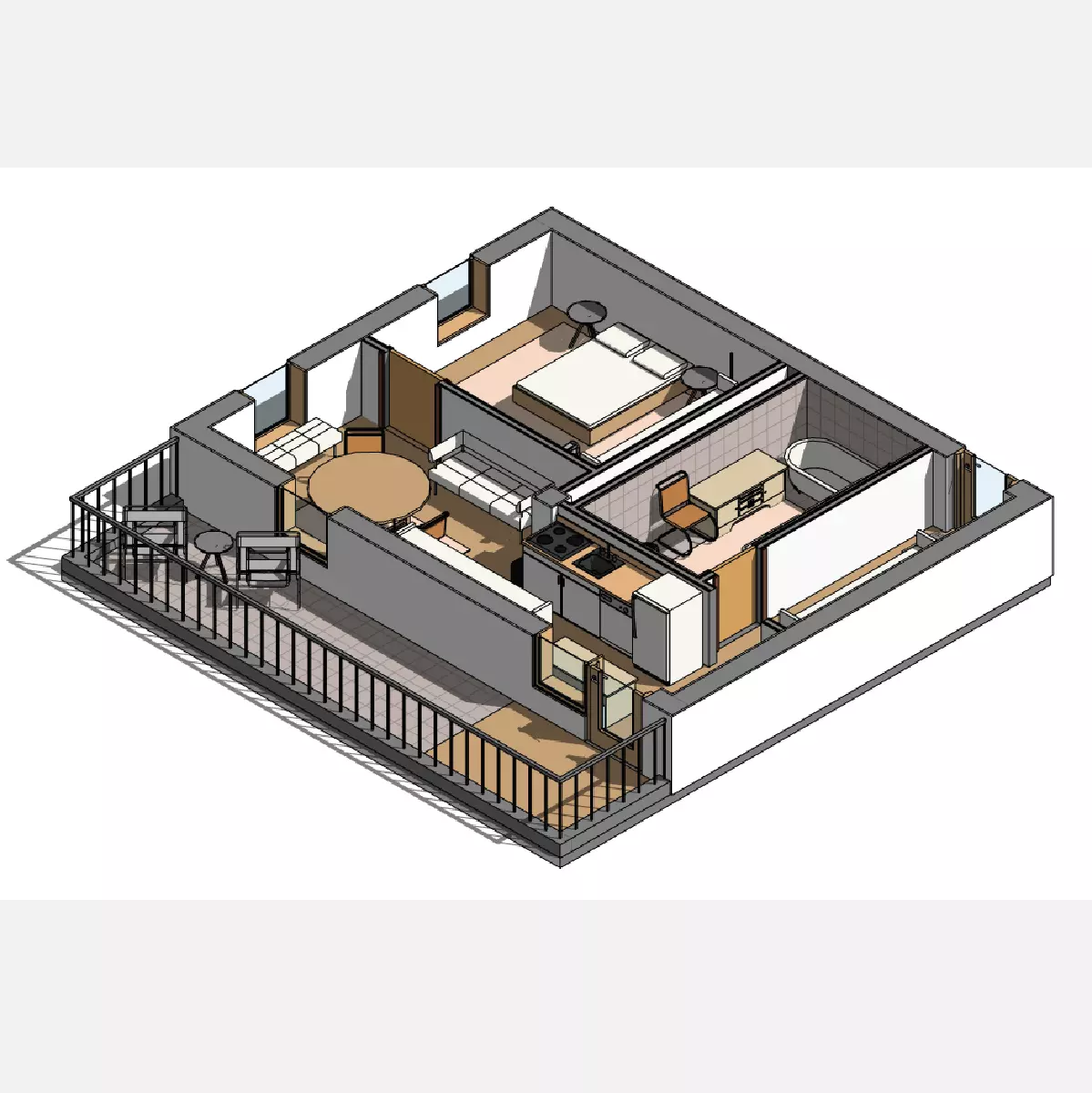 Apartment 50m2 - Revit 3D model_0