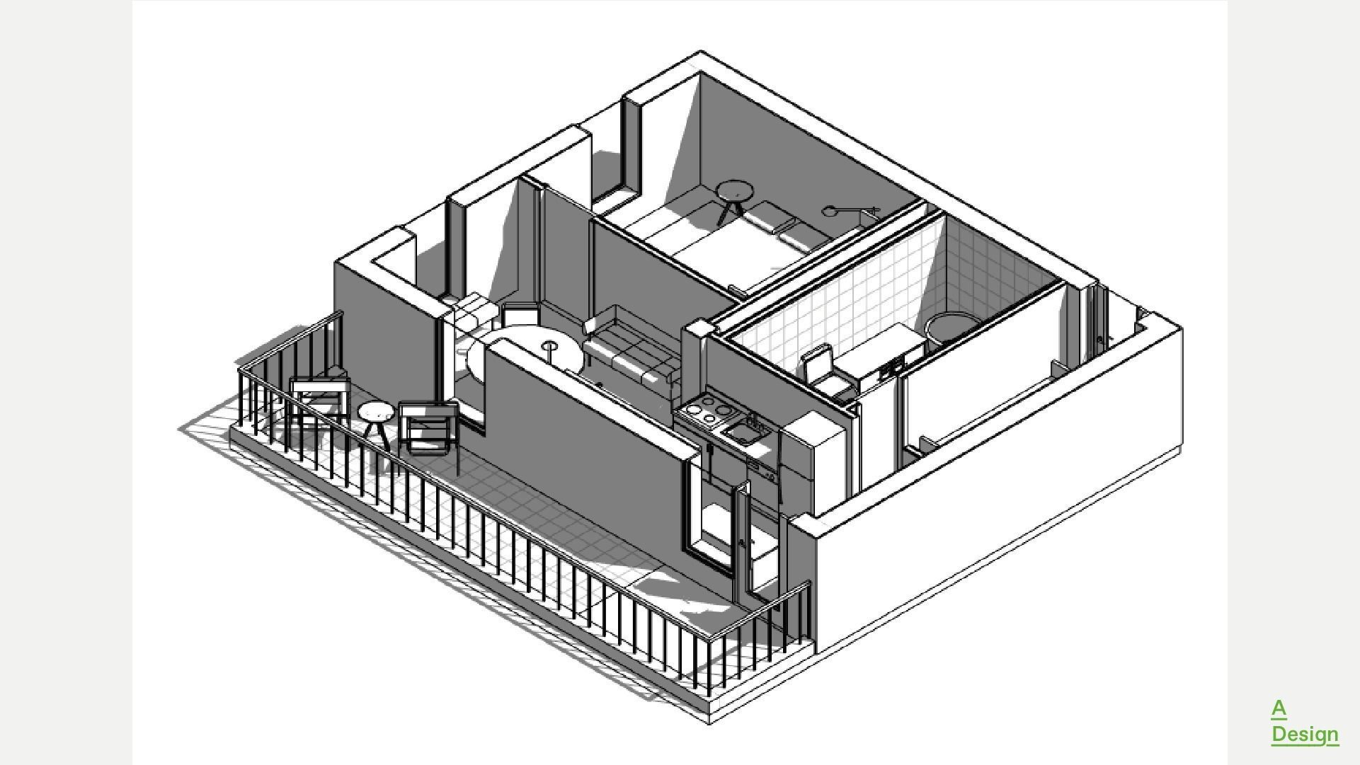 Apartment 50m2 - Revit 3D model_8