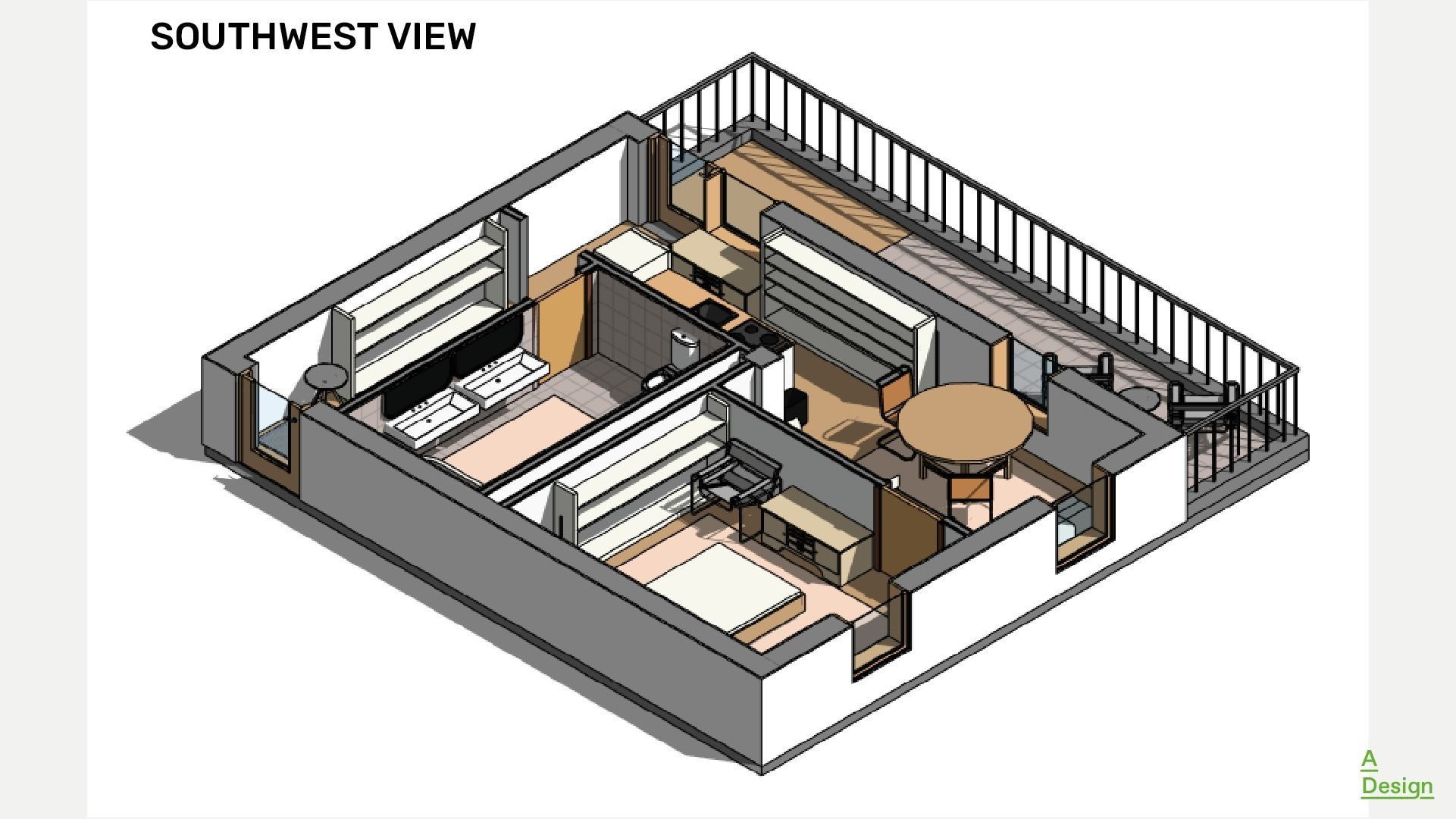 Apartment 50m2 - Revit 3D model_1