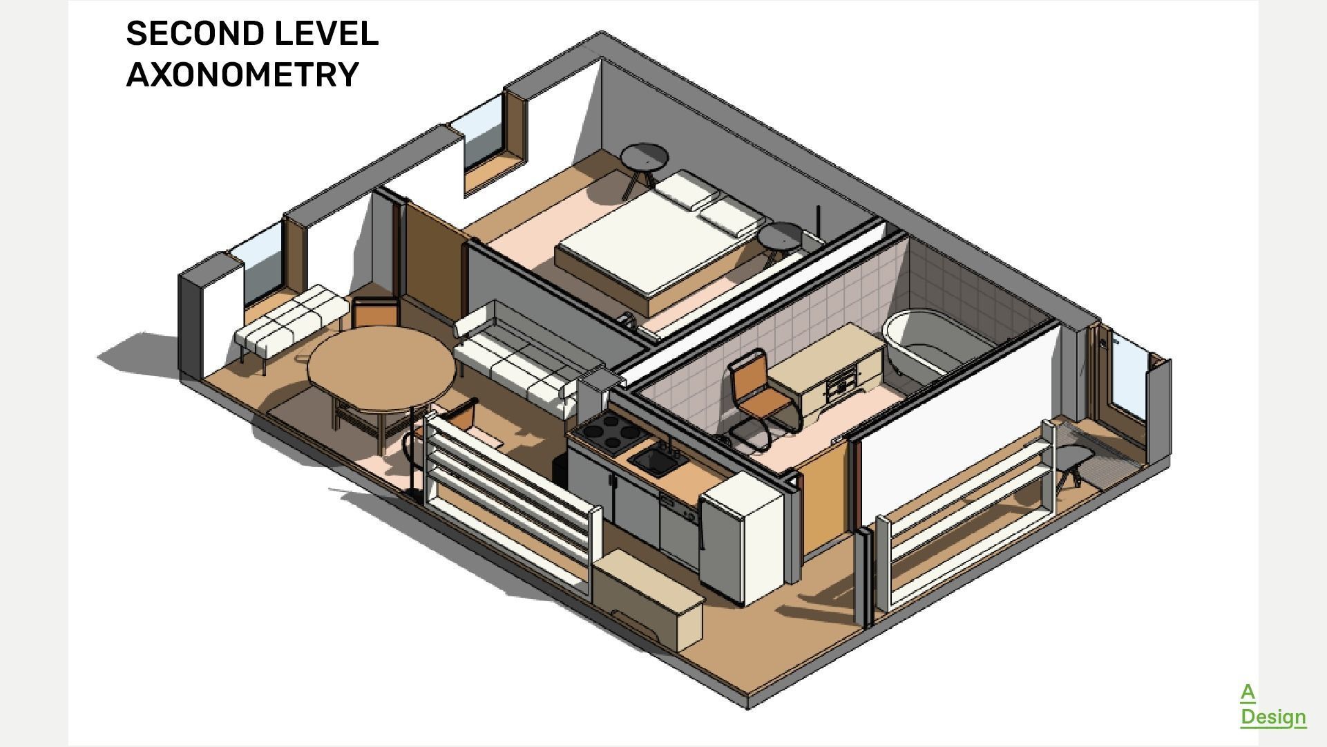 Apartment 50m2 - Revit 3D model_3
