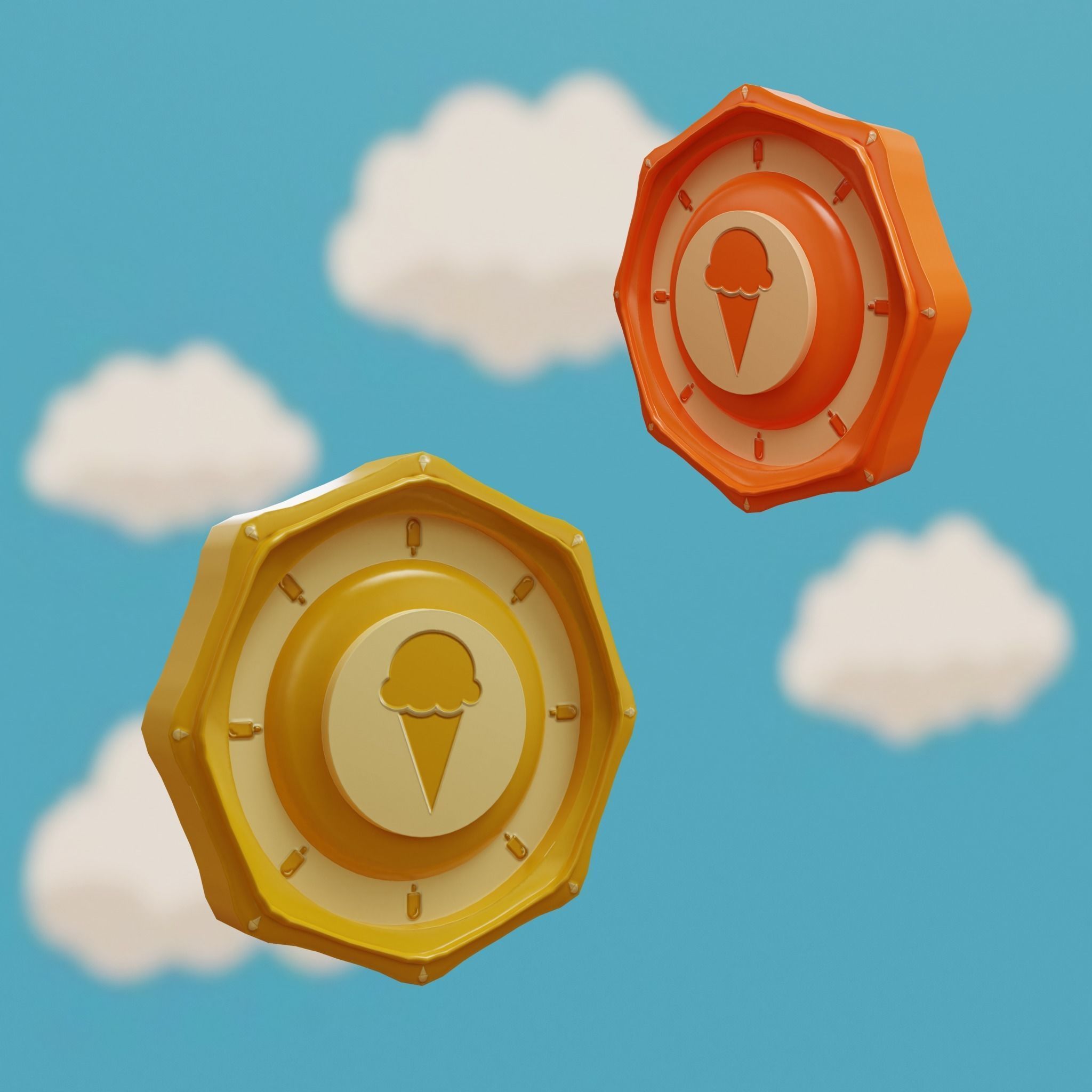 Cartoon Coins Pack05 Low-poly 3D model_3