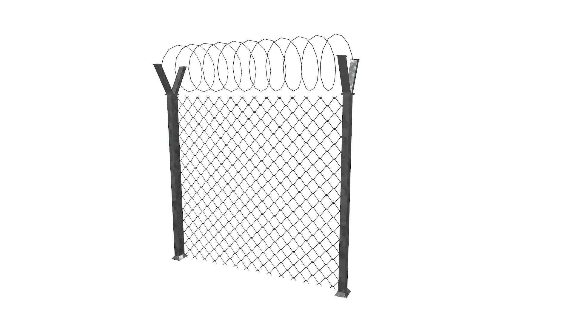 Barbed Wire Fence Low-poly 3D model