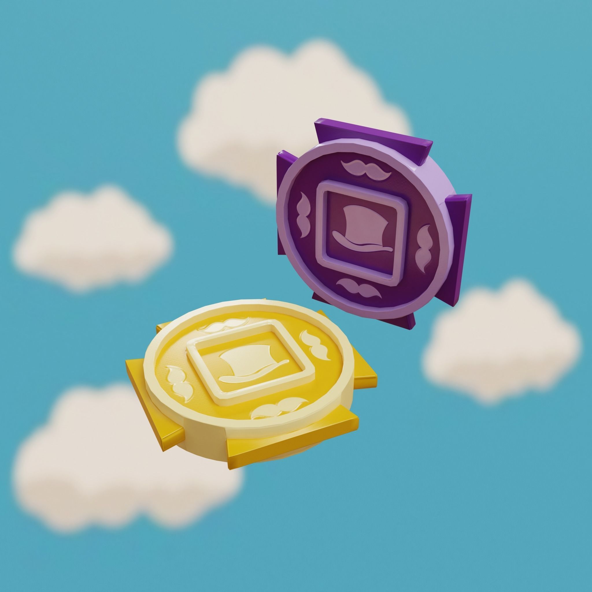 Cartoon Coins Pack06 Low-poly 3D model_5