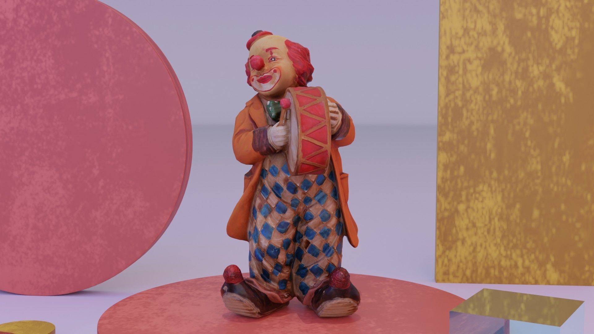 Clown statuette Low-poly 3D model_2