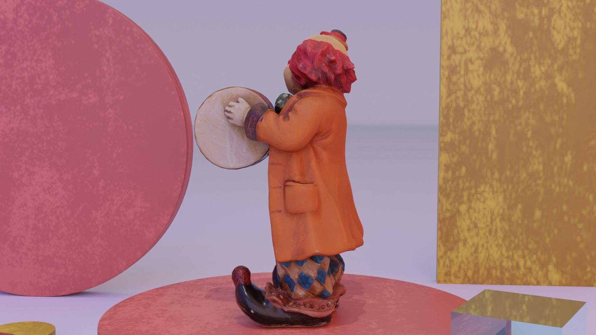 Clown statuette Low-poly 3D model_8