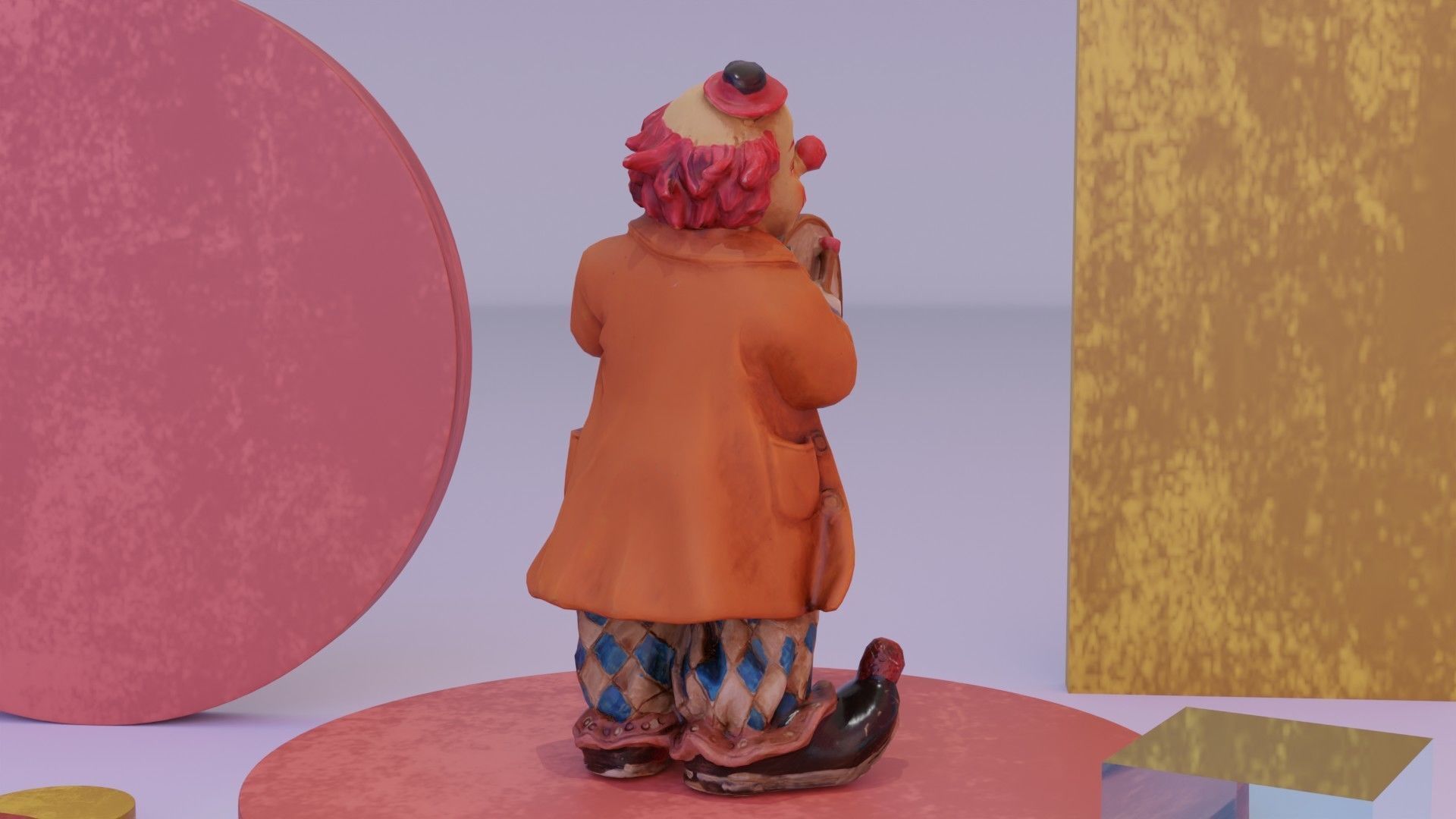 Clown statuette Low-poly 3D model_5