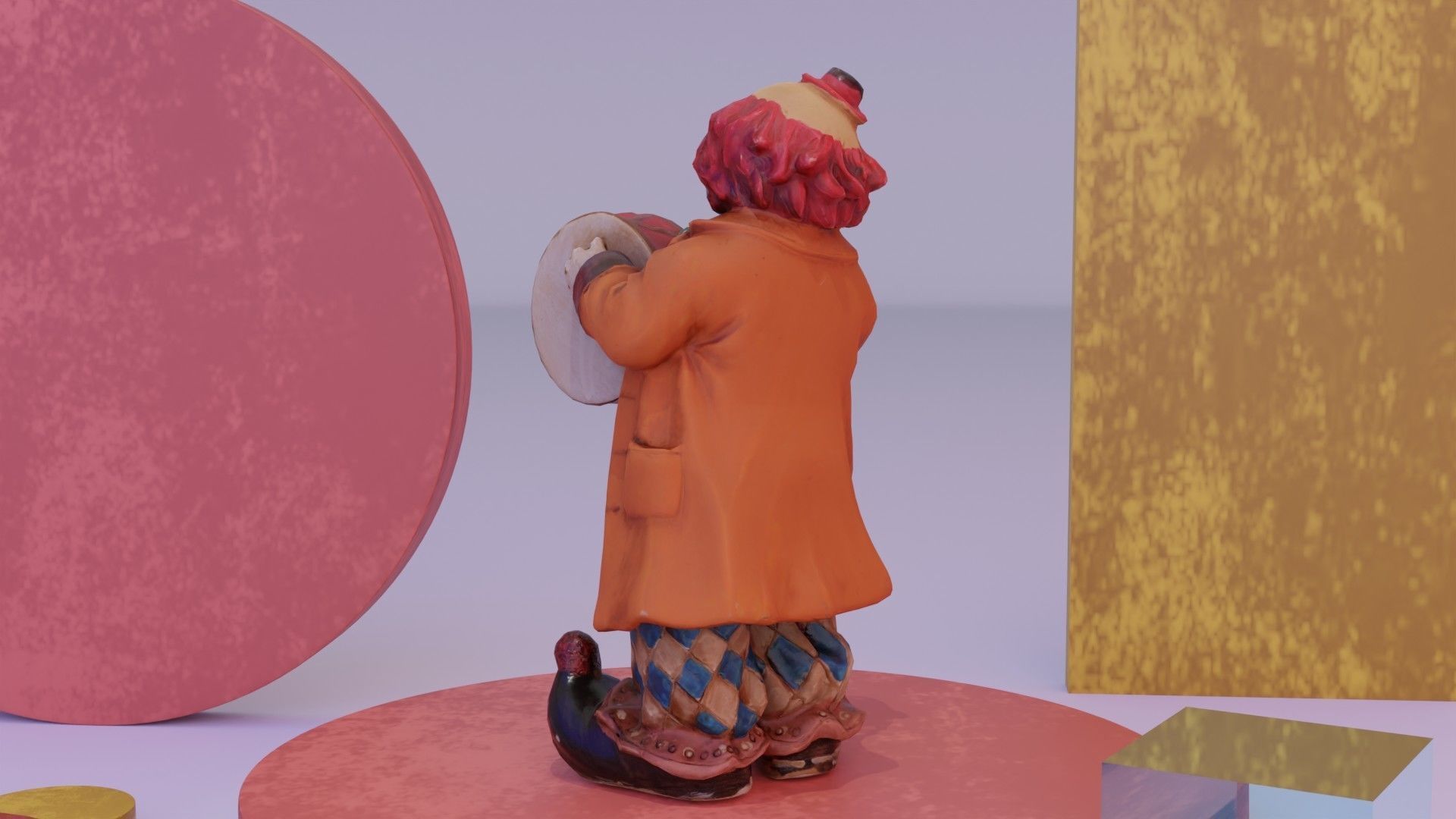 Clown statuette Low-poly 3D model_7