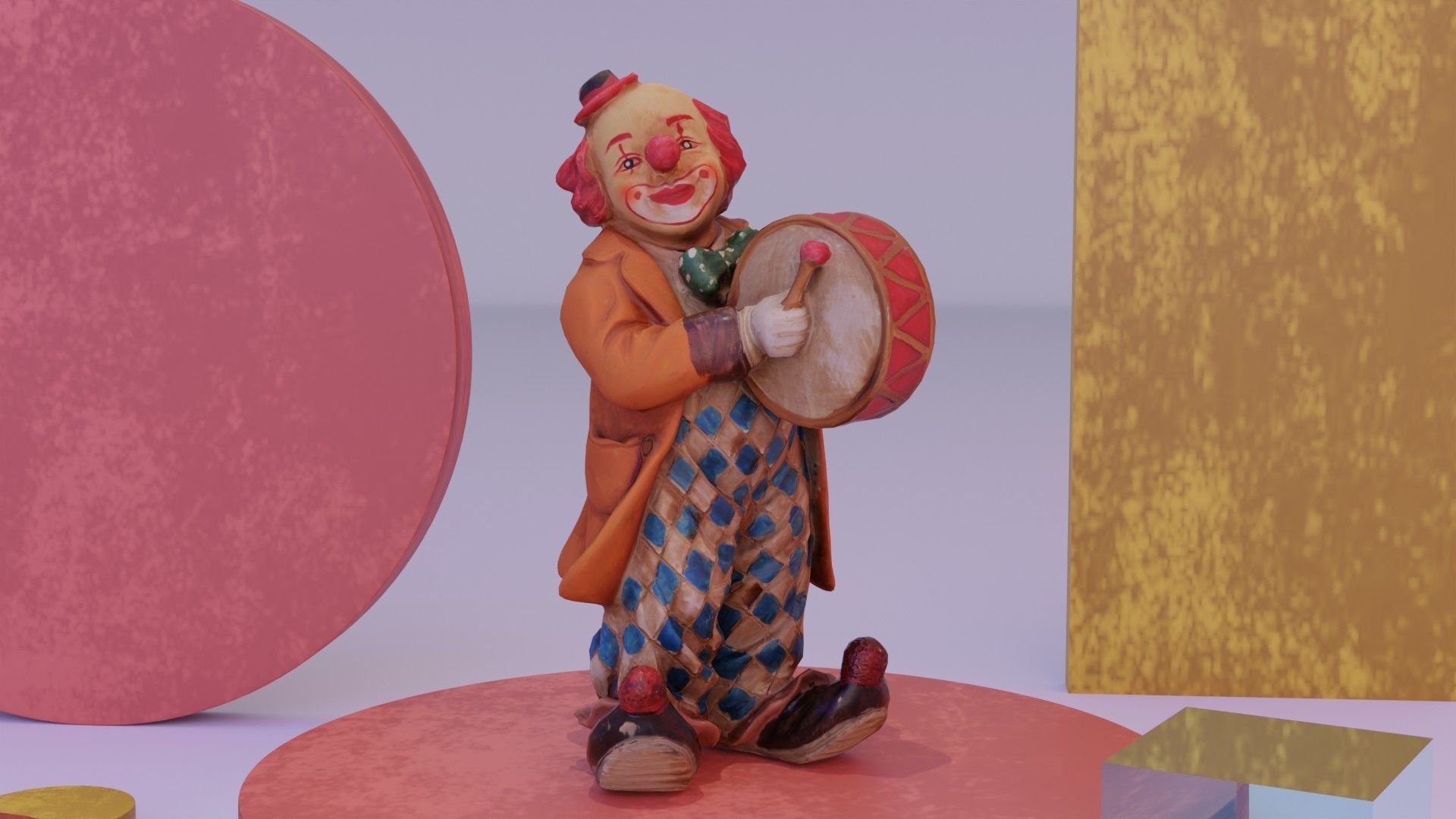 Clown statuette Low-poly 3D model_1