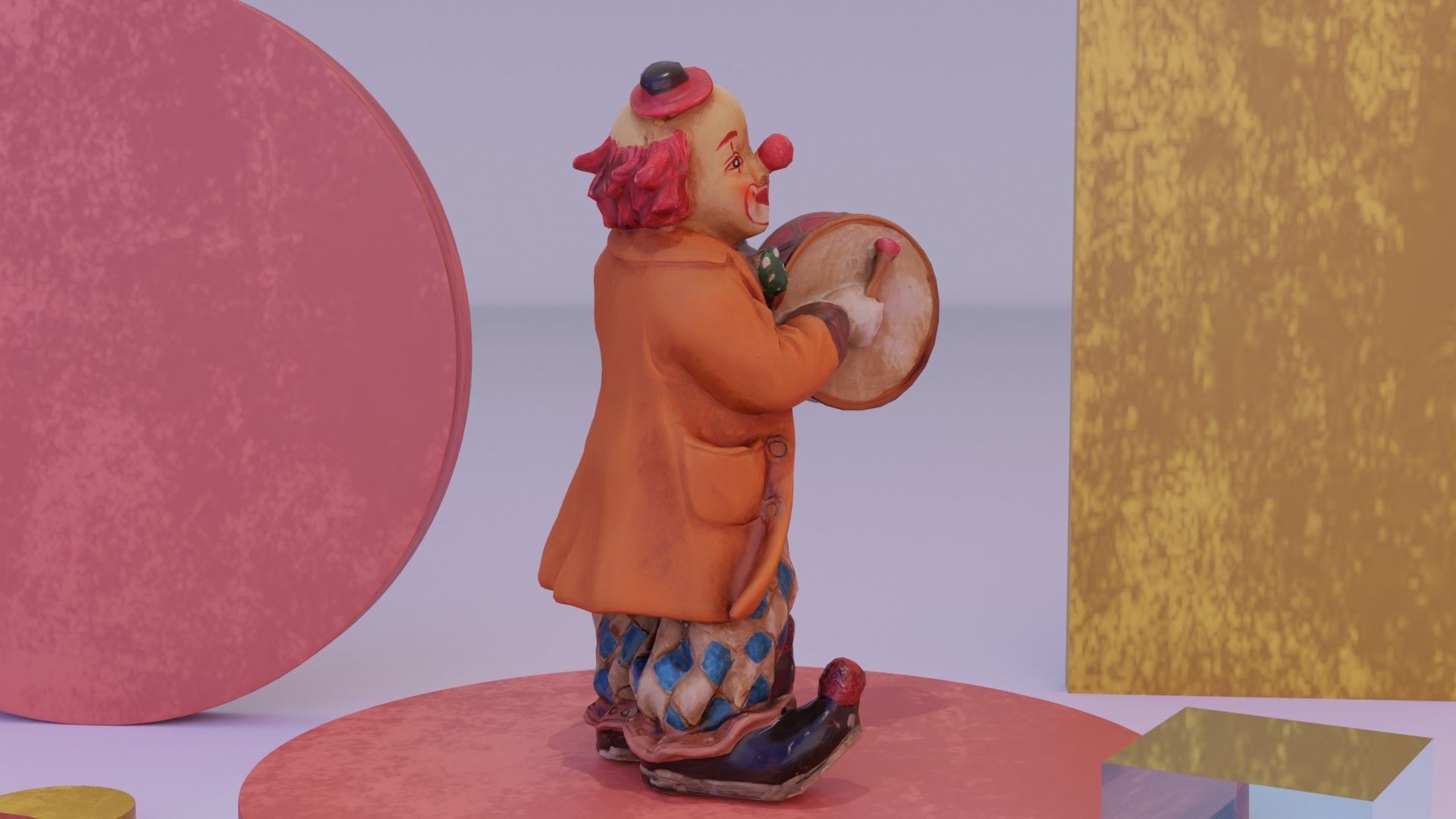 Clown statuette Low-poly 3D model_4