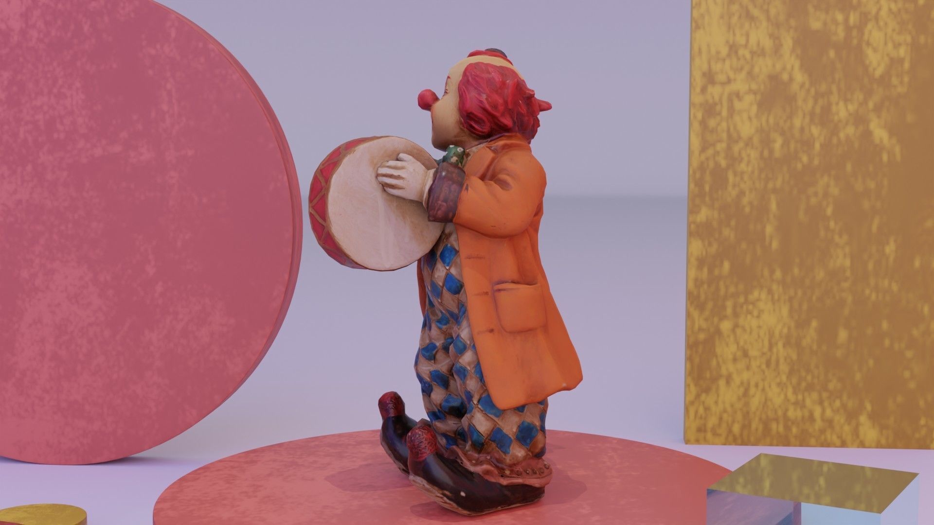 Clown statuette Low-poly 3D model_9