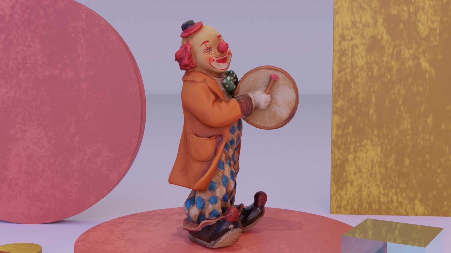 Clown statuette Low-poly 3D model_3