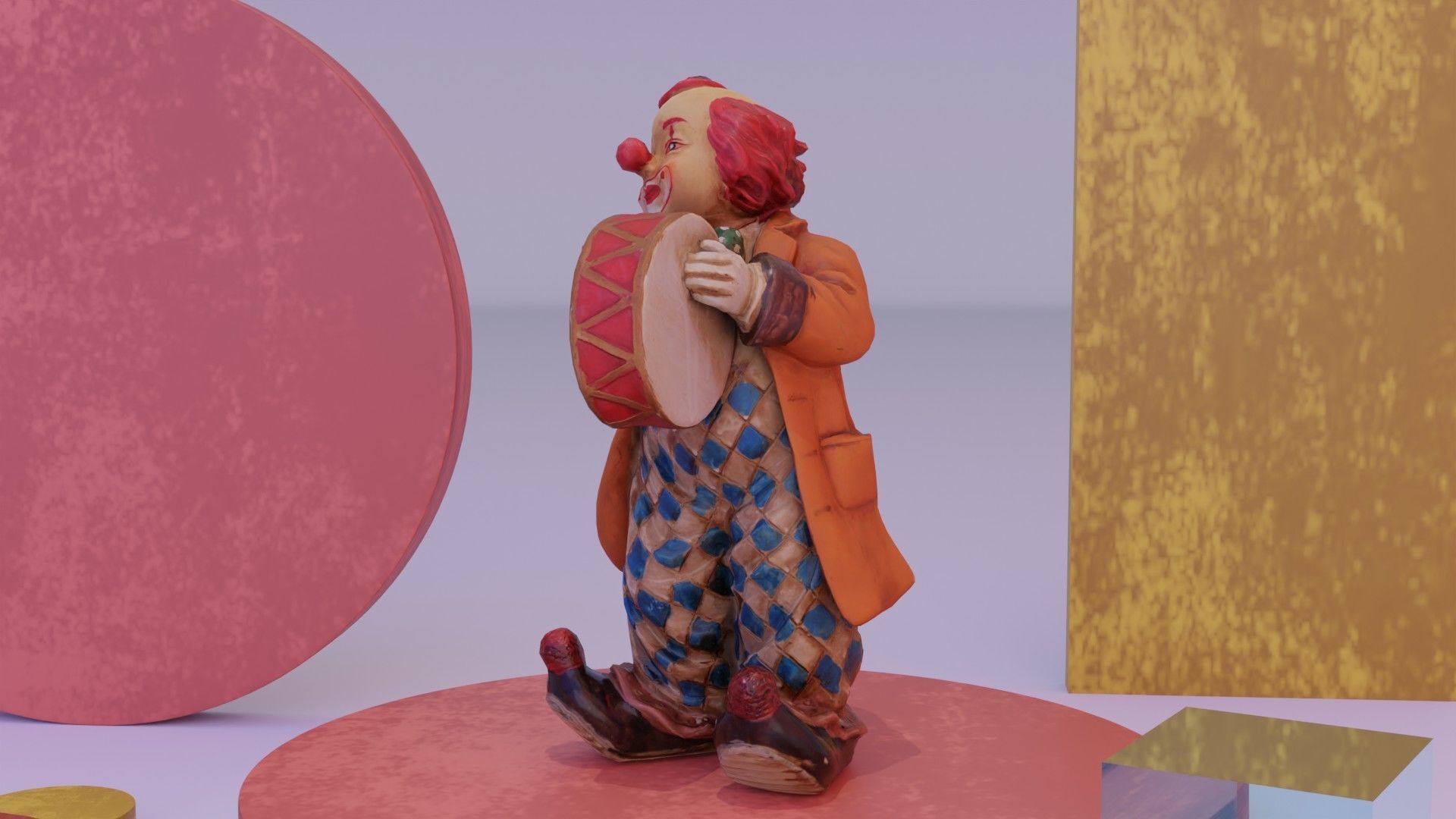 Clown statuette Low-poly 3D model_10