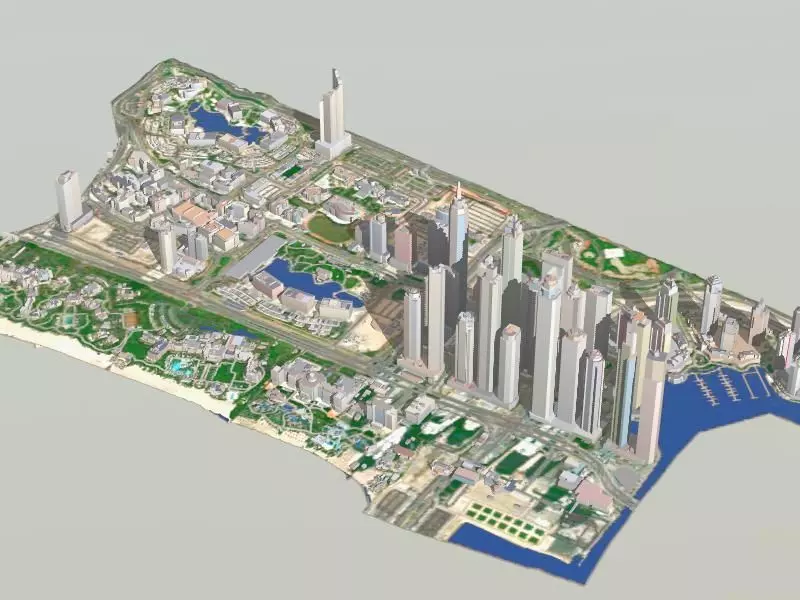 Dubai Marina UAE Low-poly 3D model_0