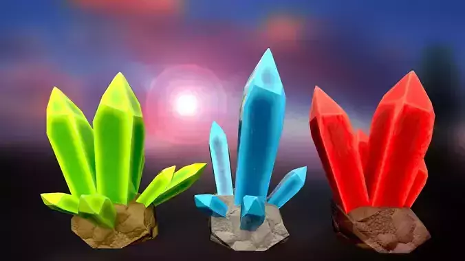 Unreal minerals and crystals stylized PBR game ready