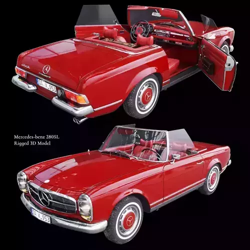 Mercedes Benz 280sl Pagoda Rigged Vray 3D model