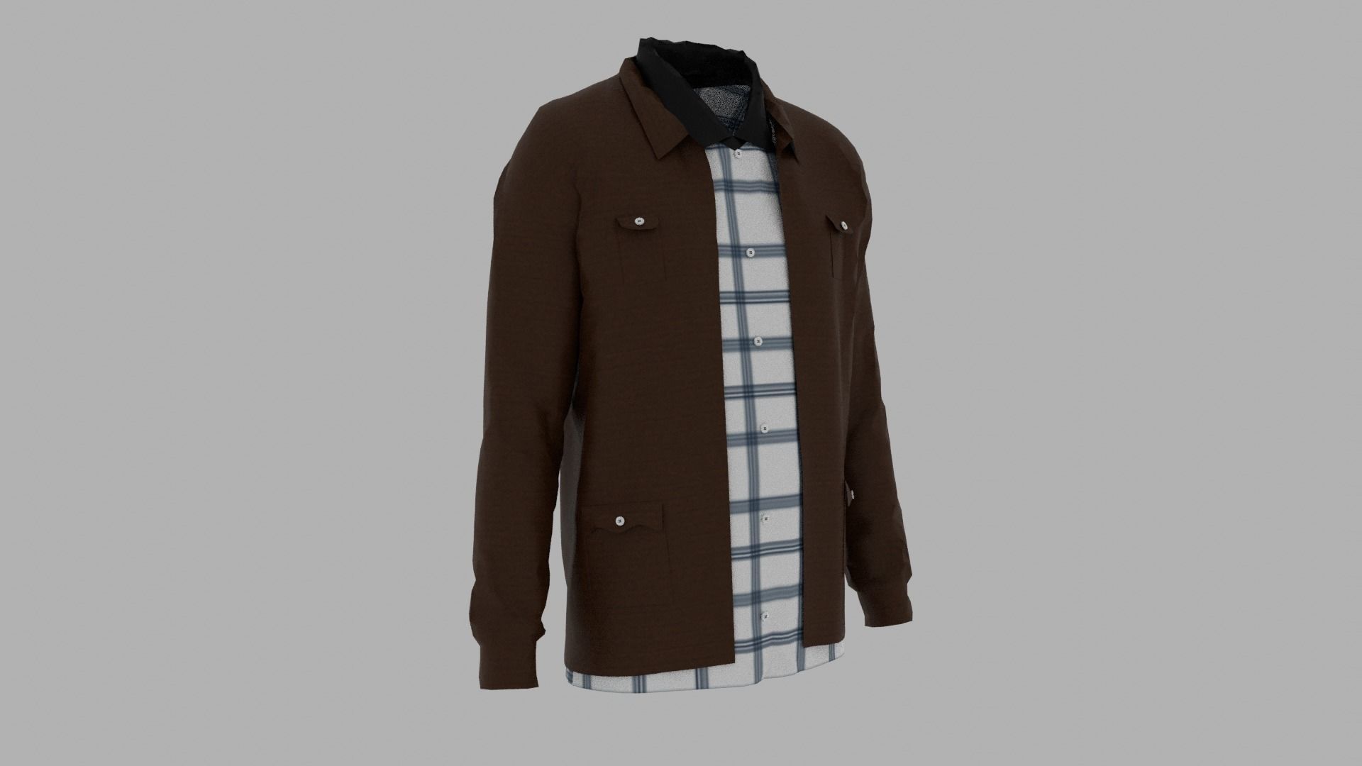 Shirt and Jacket Low-poly 3D model_3