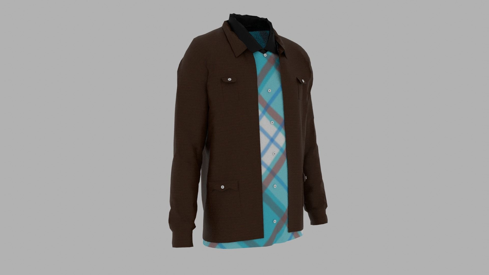 Shirt and Jacket Low-poly 3D model_3