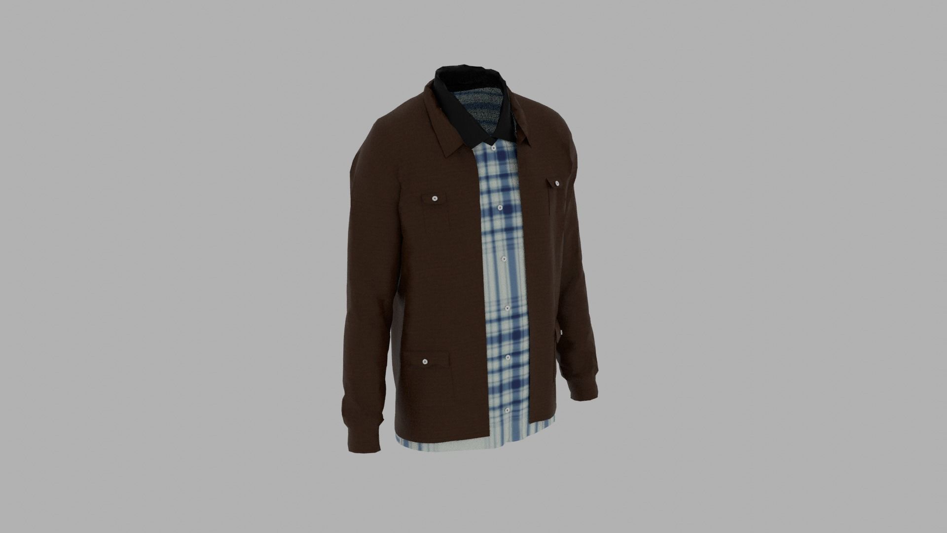 Shirt and Jacket Low-poly 3D model_4
