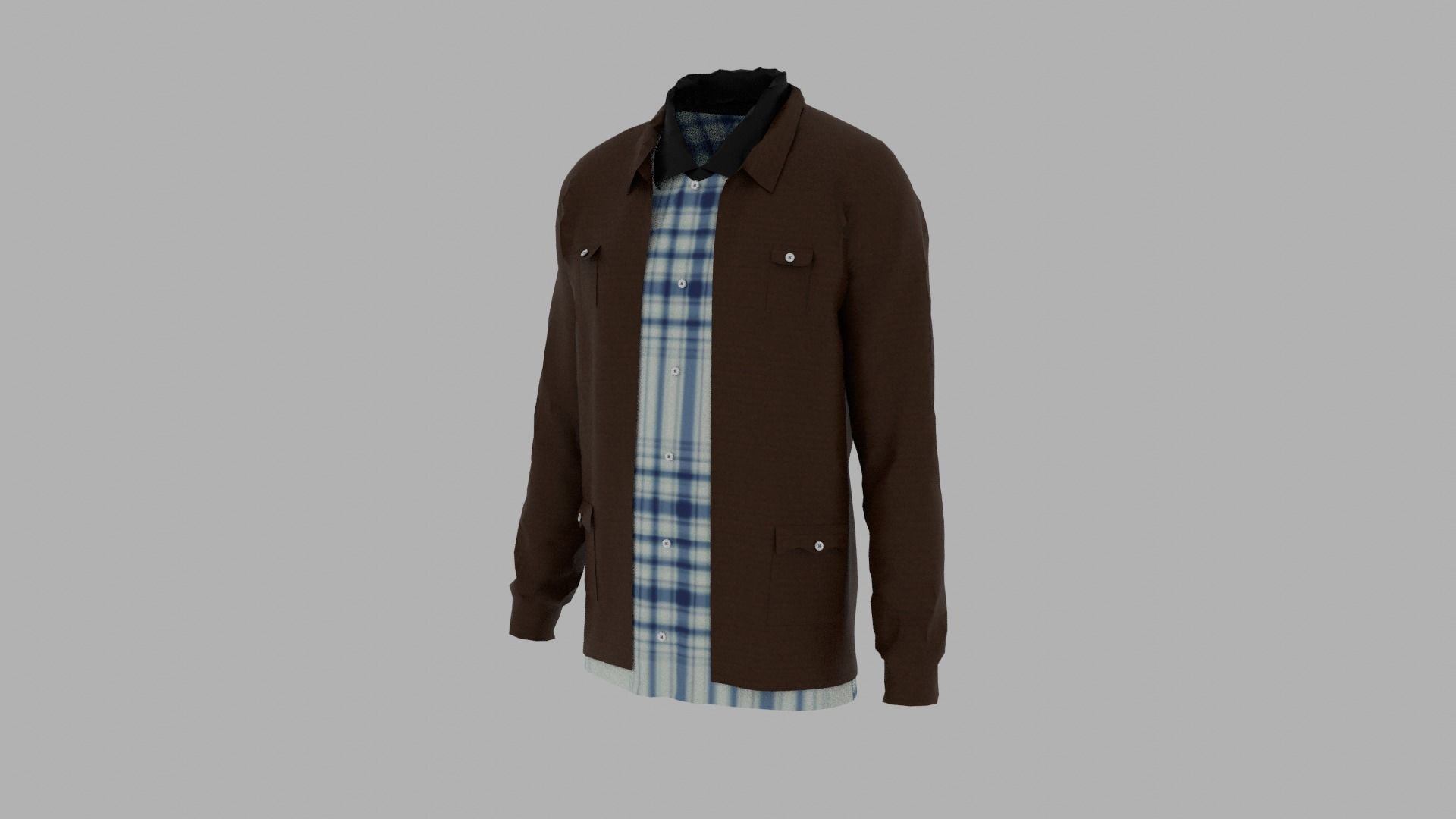 Shirt and Jacket Low-poly 3D model_1
