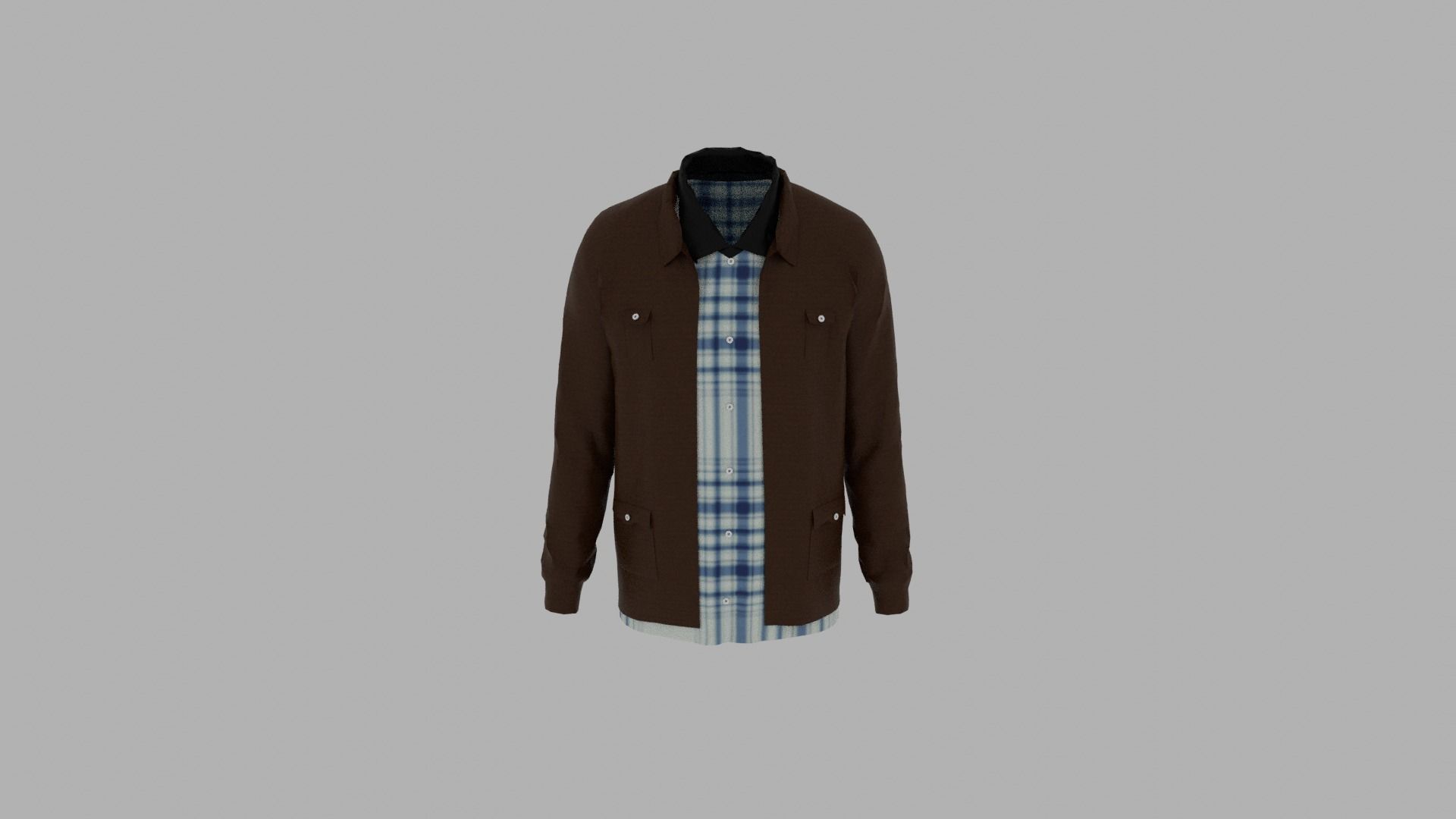 Shirt and Jacket Low-poly 3D model_5