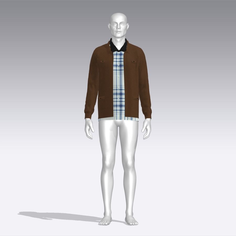 Shirt and Jacket Low-poly 3D model_3