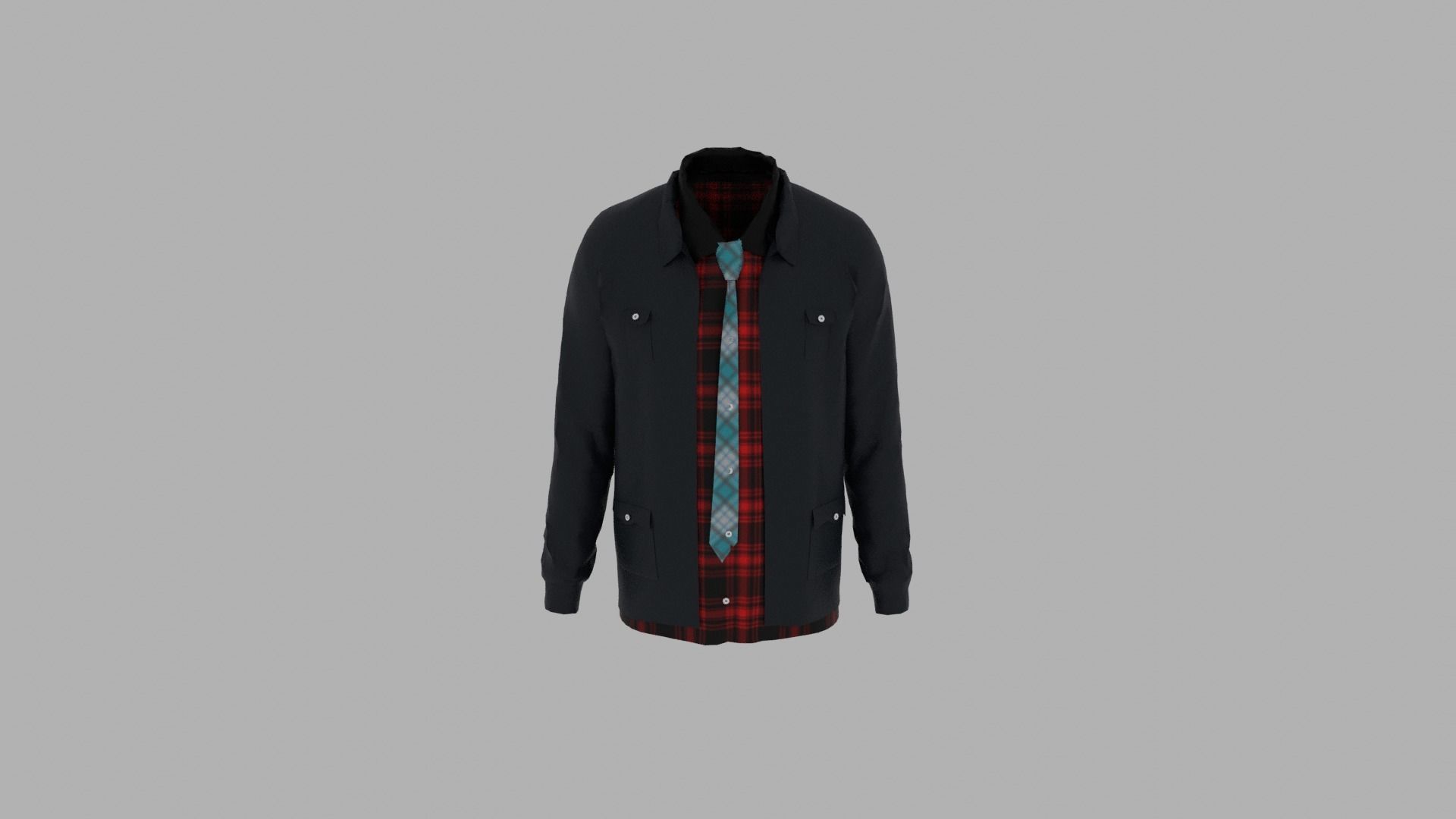 Shirt and Jacket Low-poly 3D model_5