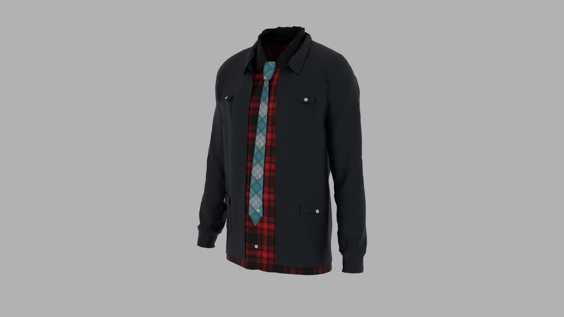 Shirt and Jacket Low-poly 3D model_2