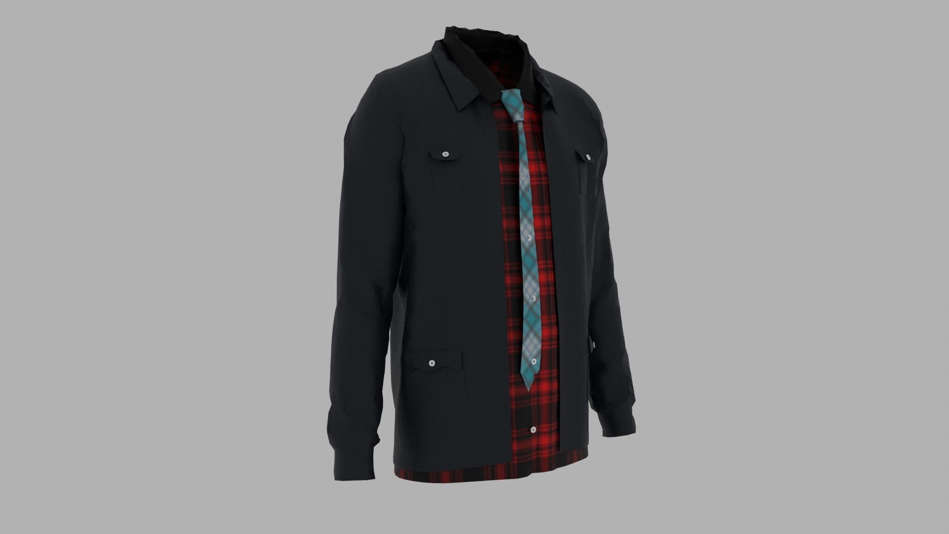 Shirt and Jacket Low-poly 3D model_3