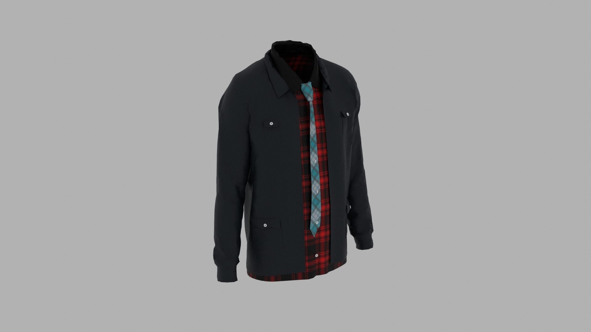 Shirt and Jacket Low-poly 3D model_4