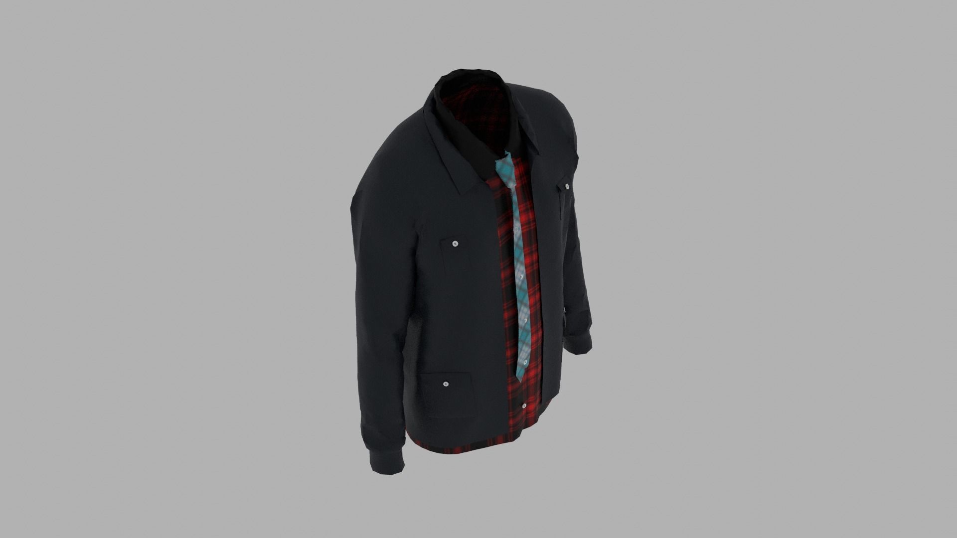 Shirt and Jacket Low-poly 3D model_7