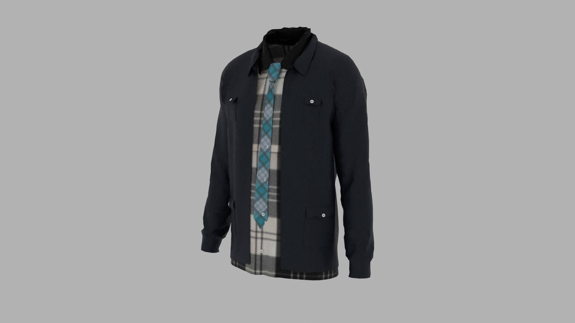 Shirt and Jacket Low-poly 3D model_2