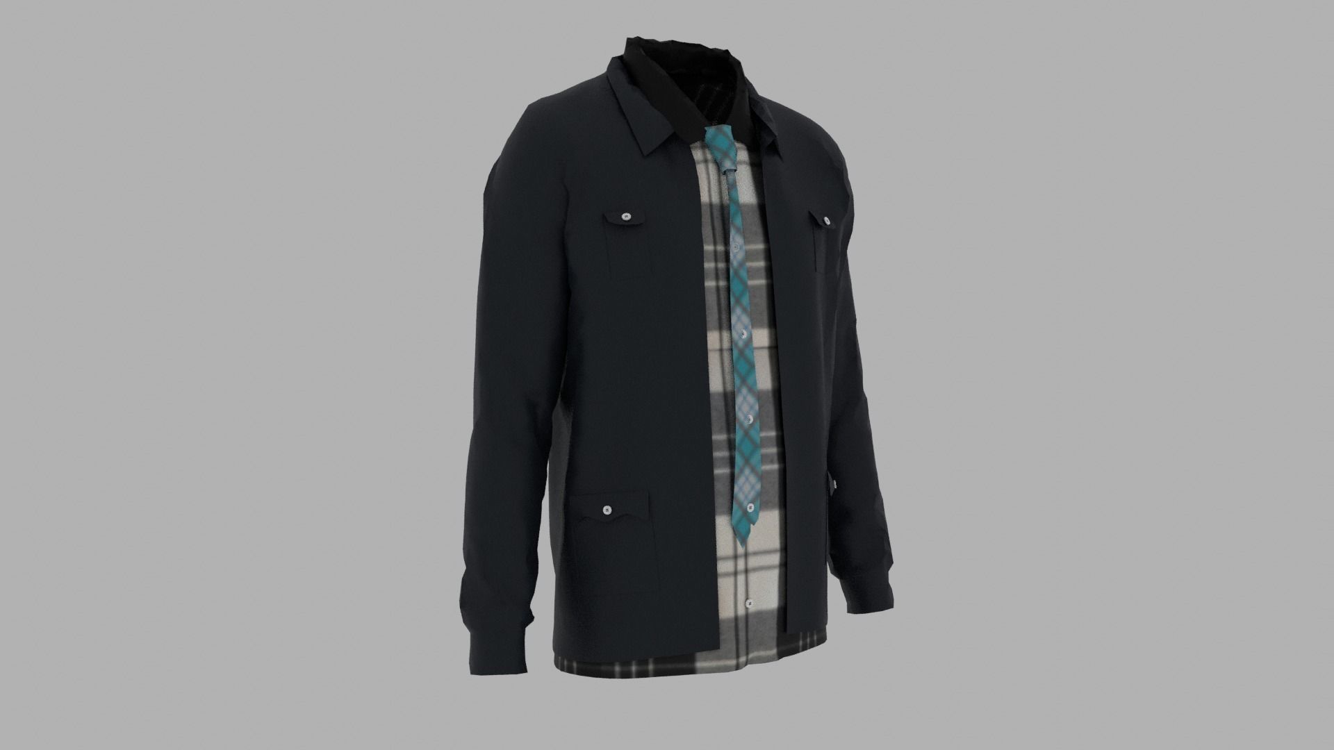 Shirt and Jacket Low-poly 3D model_3