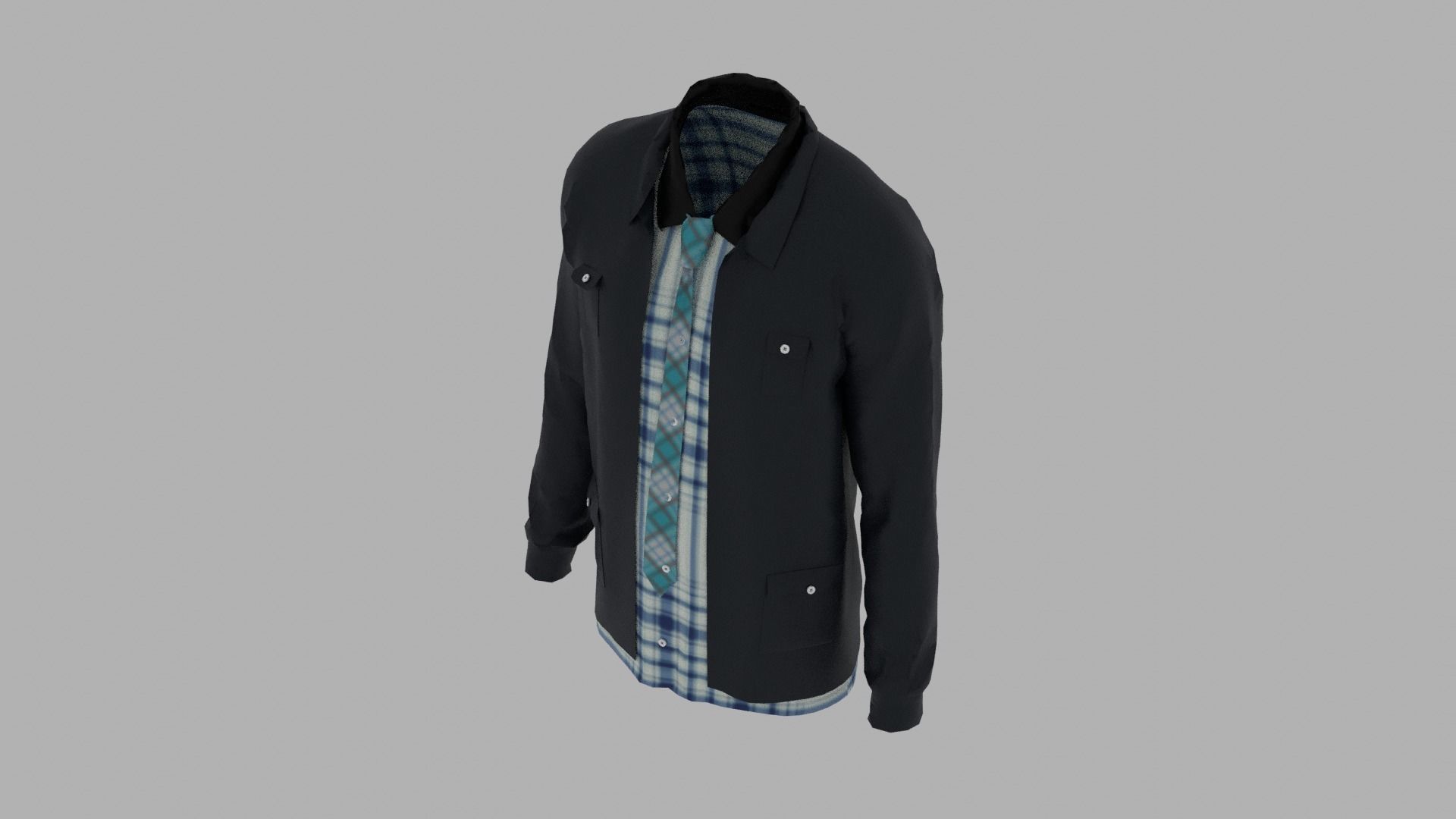 Shirt and Jacket Low-poly 3D model_6