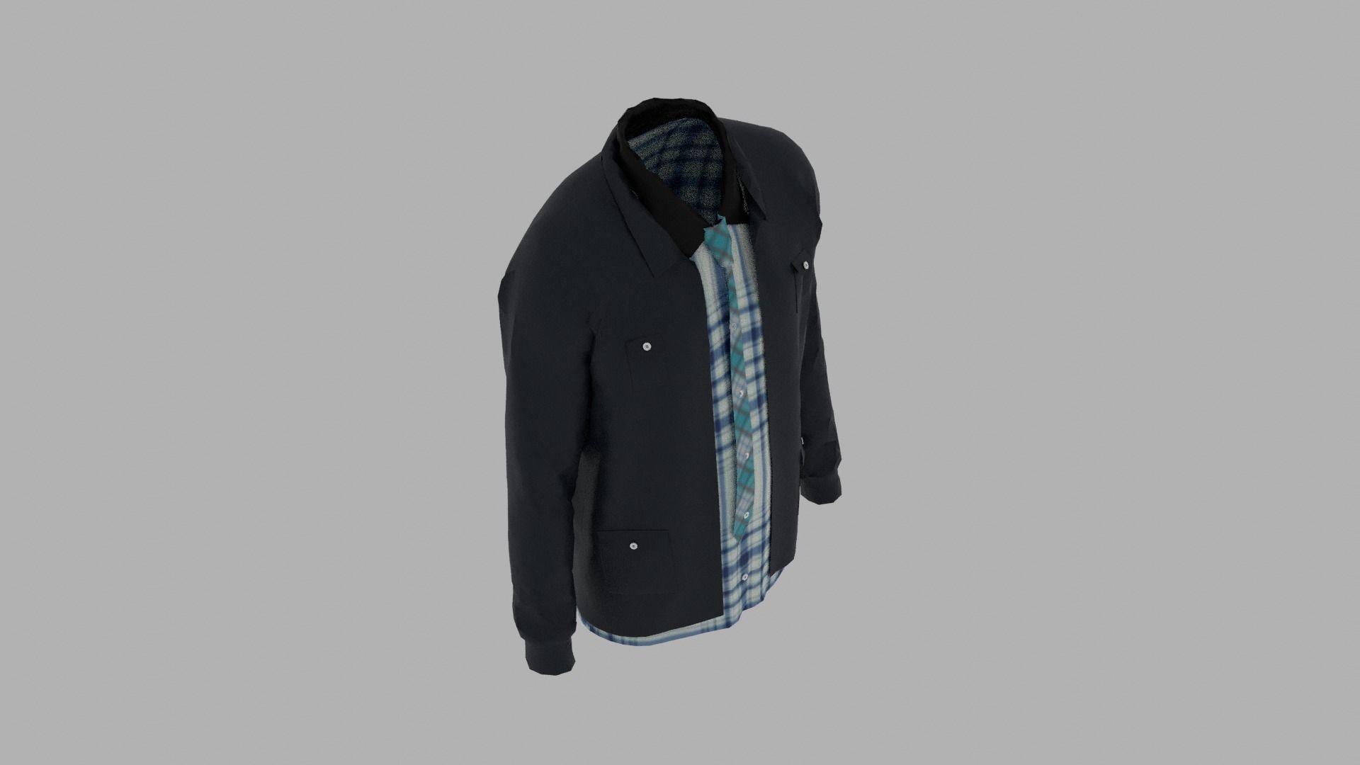 Shirt and Jacket Low-poly 3D model_7