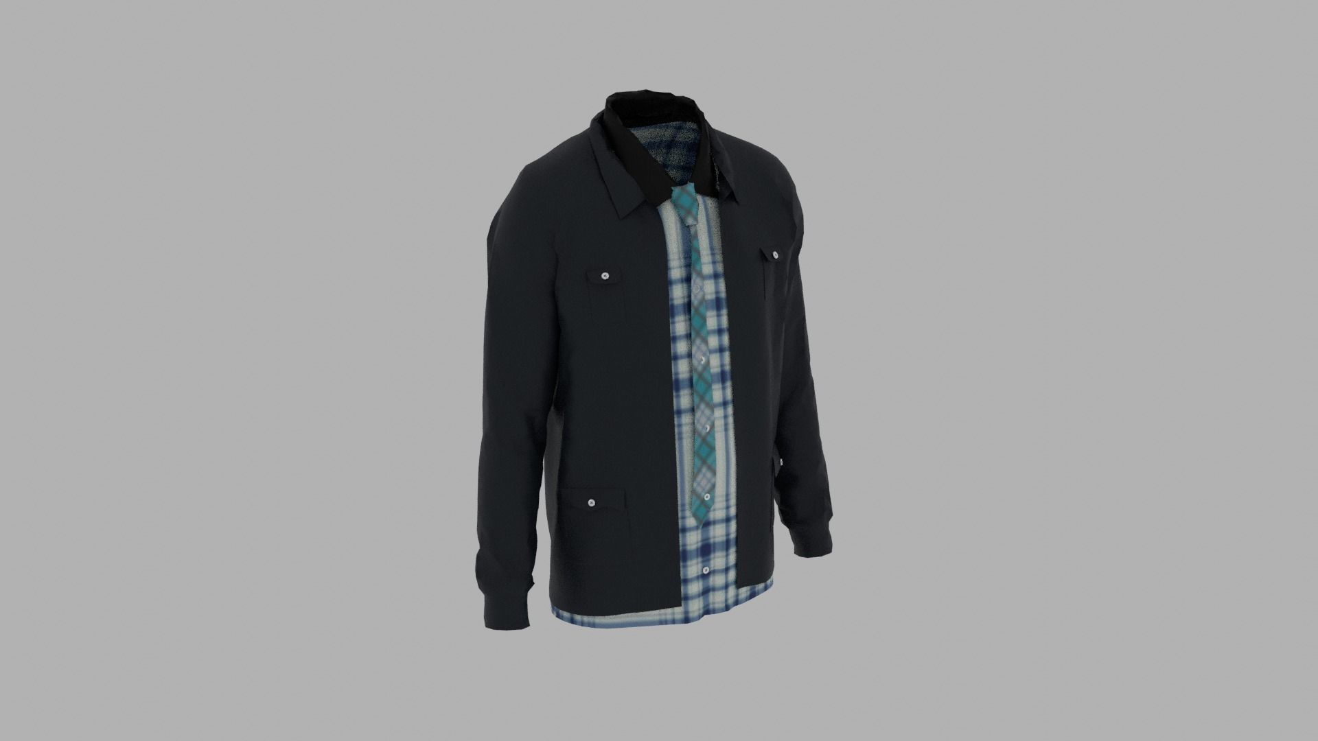 Shirt and Jacket Low-poly 3D model_4