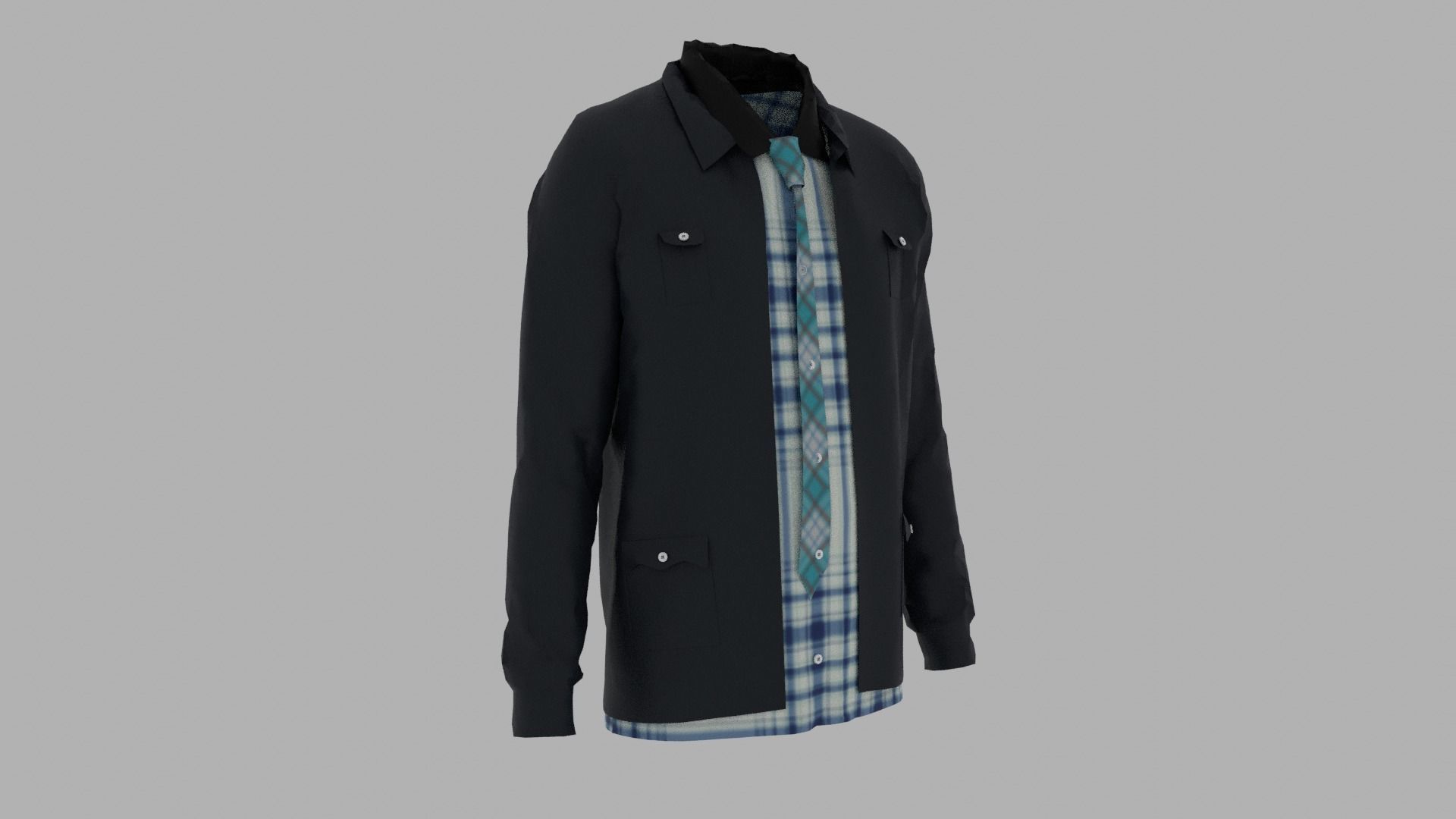 Shirt and Jacket Low-poly 3D model_3