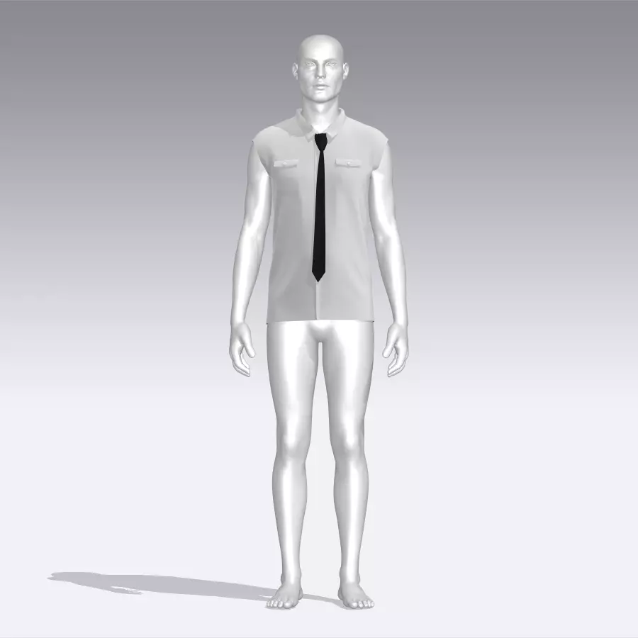 Shirt mannequin with and tie Low-poly 3D model_0