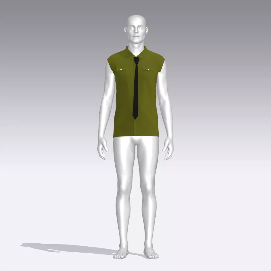 Shirt mannequin with and tie Low-poly 3D model_0