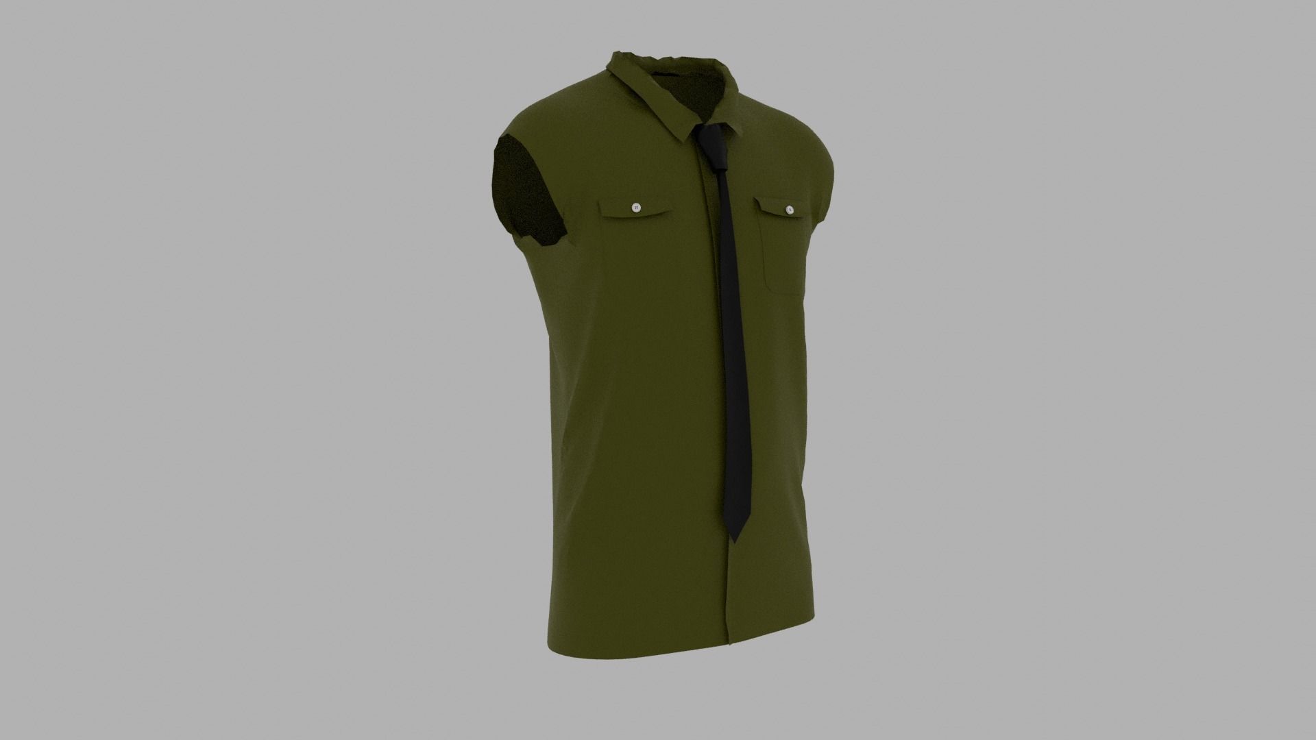 Shirt mannequin with and tie Low-poly 3D model_3