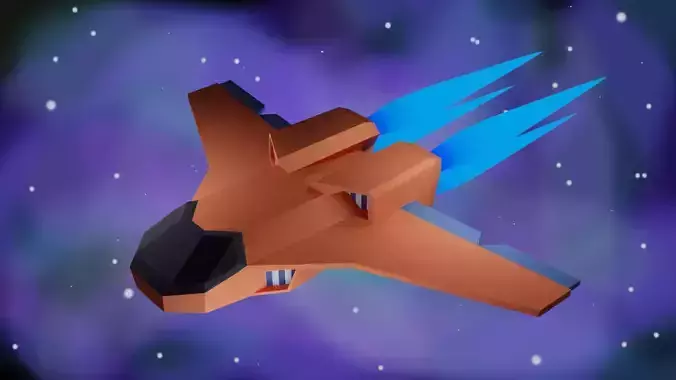 Orange Cartoon Space Ship