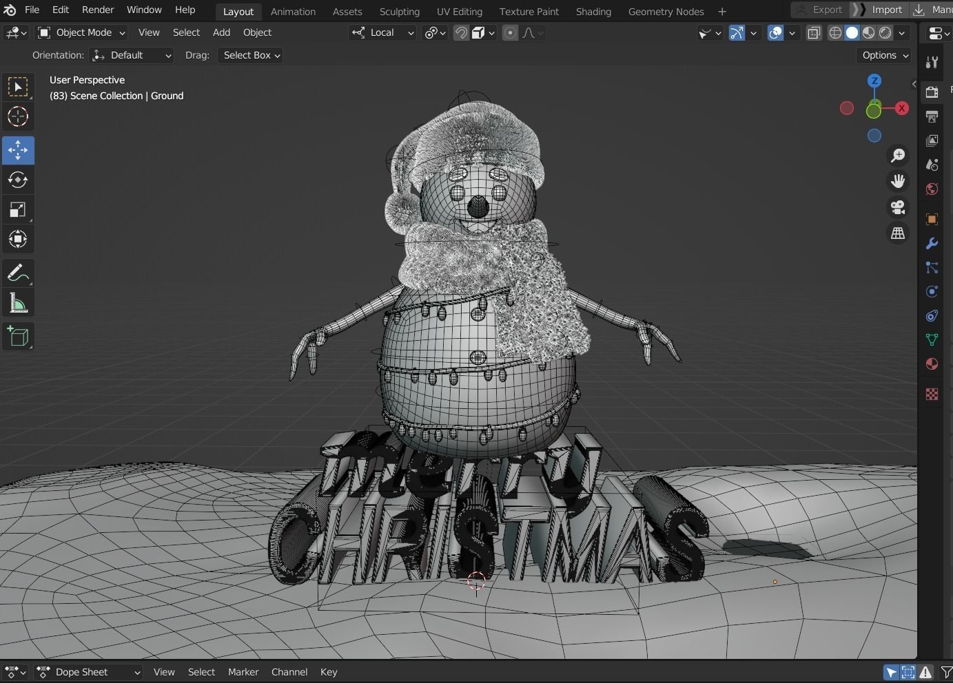 Animated Snowman and Merry Christmas 3D model_8