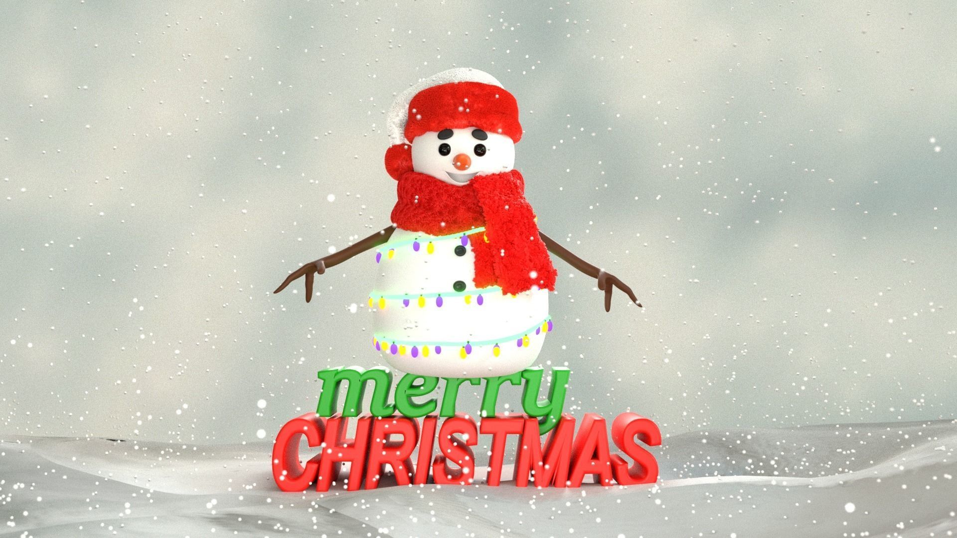 Animated Snowman and Merry Christmas 3D model_6