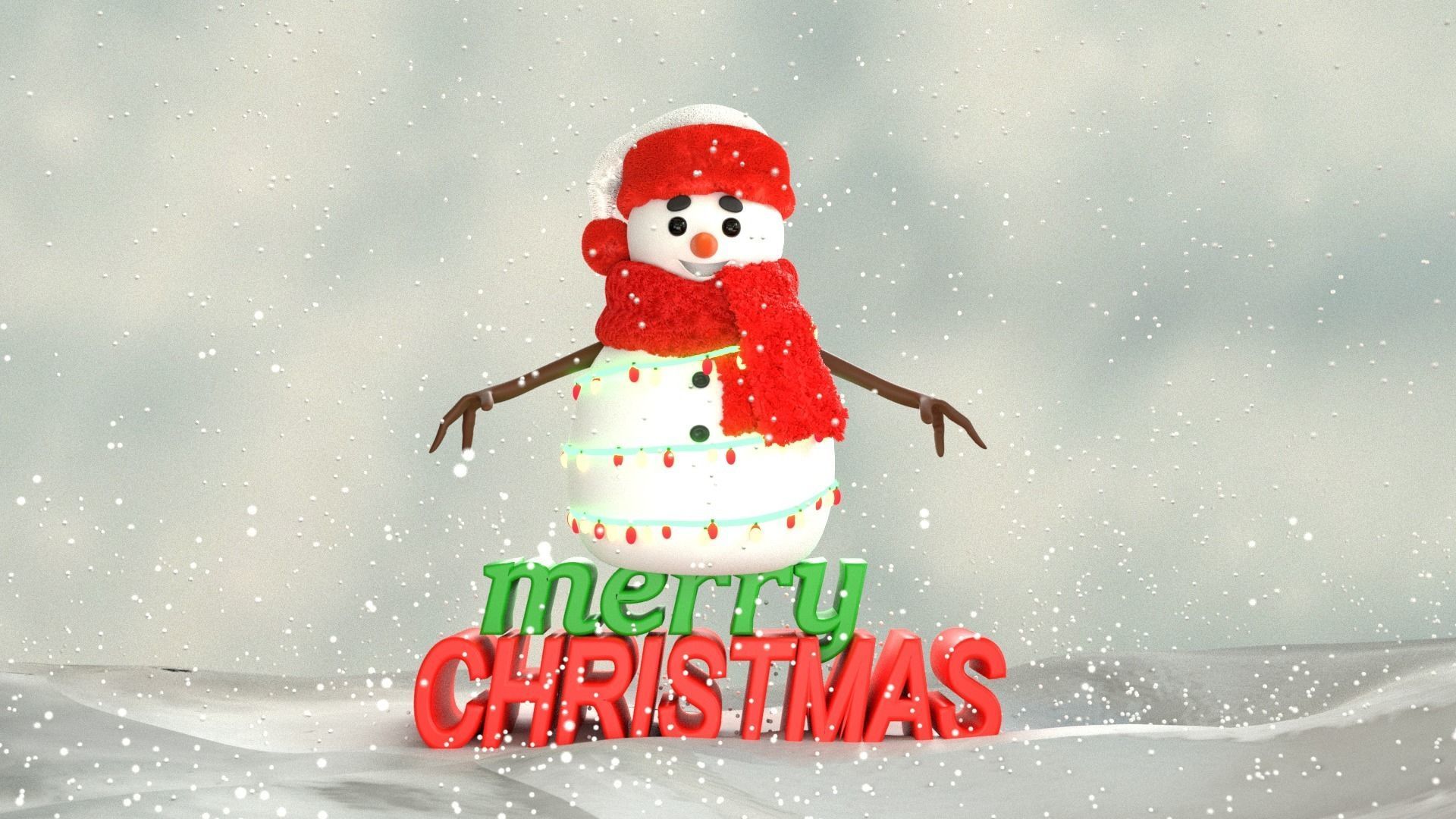 Animated Snowman and Merry Christmas 3D model_13