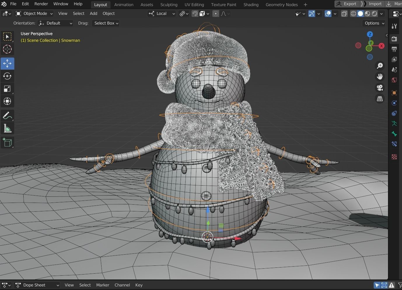 Animated Snowman and Merry Christmas 3D model_12