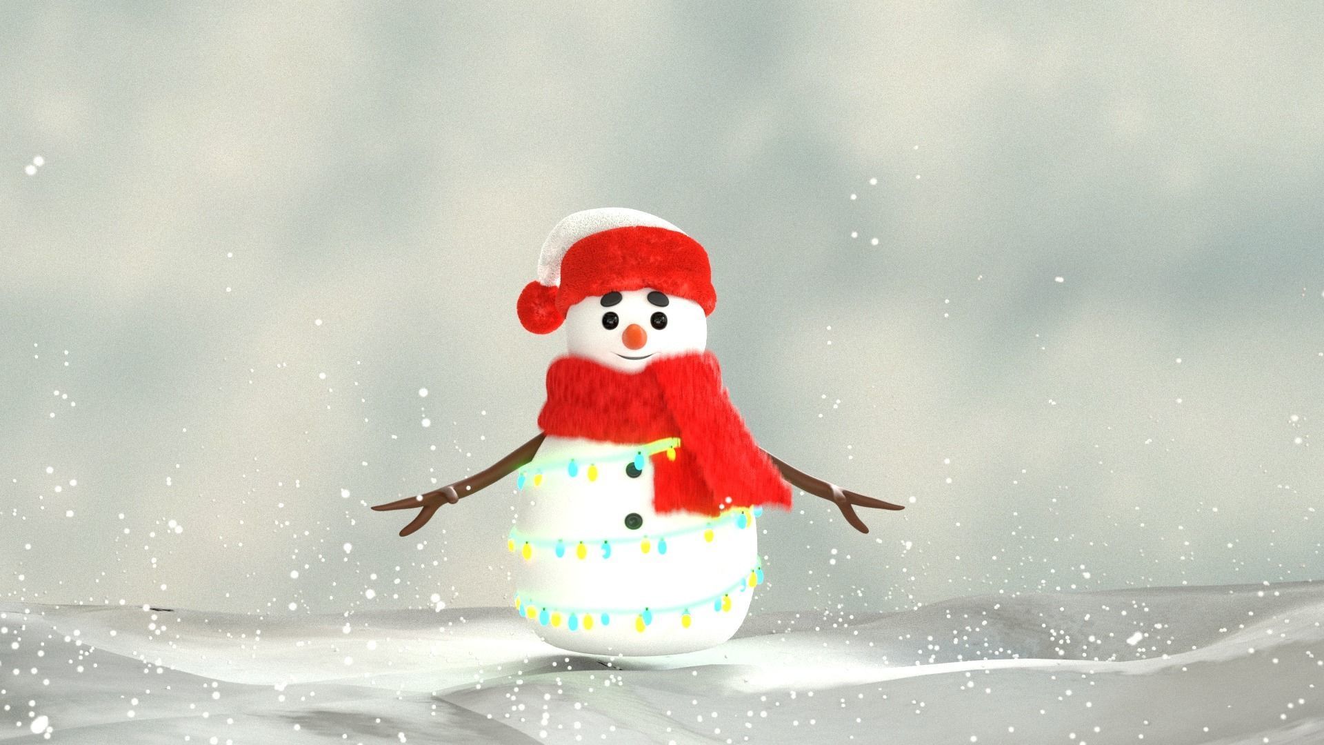 Animated Snowman and Merry Christmas 3D model_16