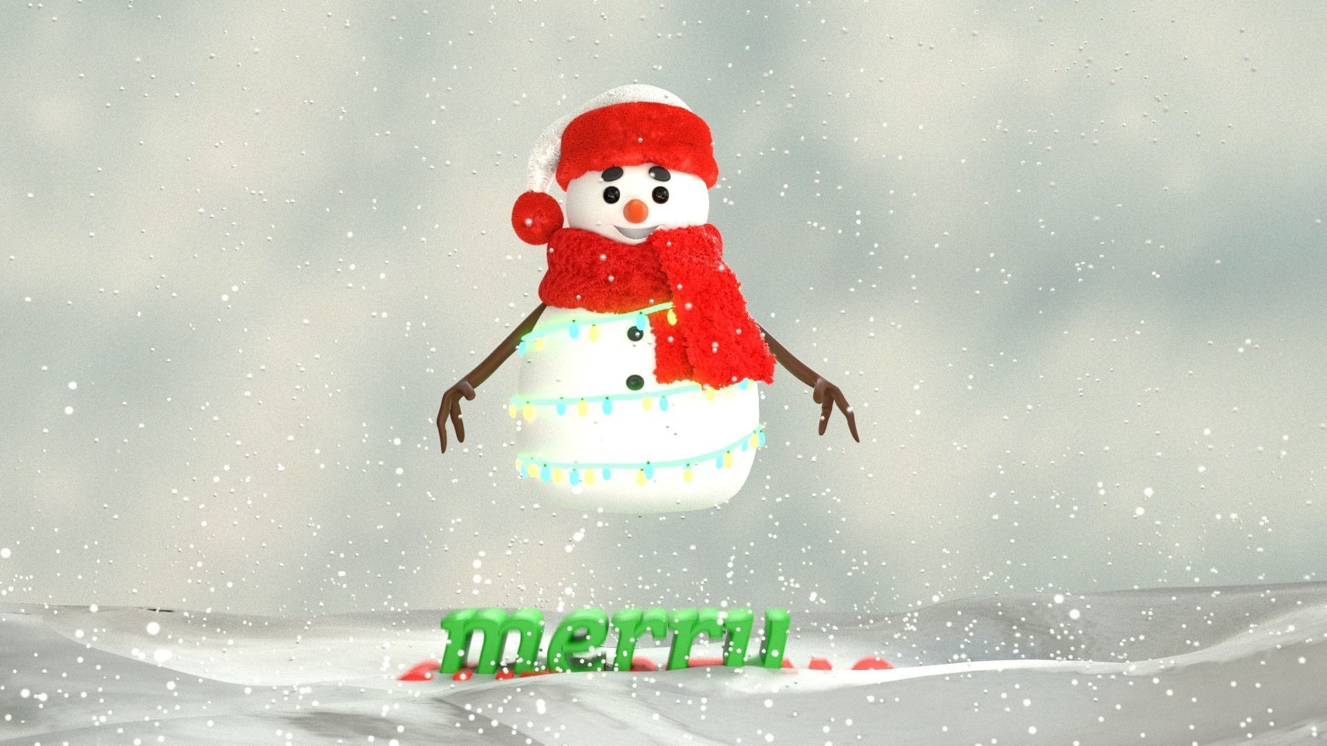 Animated Snowman and Merry Christmas 3D model_15
