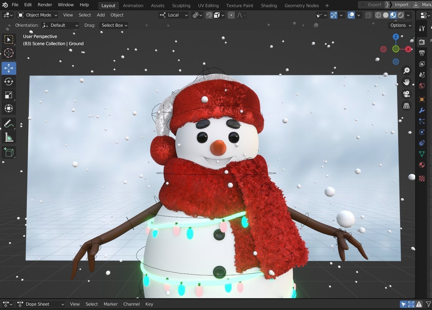 Animated Snowman and Merry Christmas 3D model_9