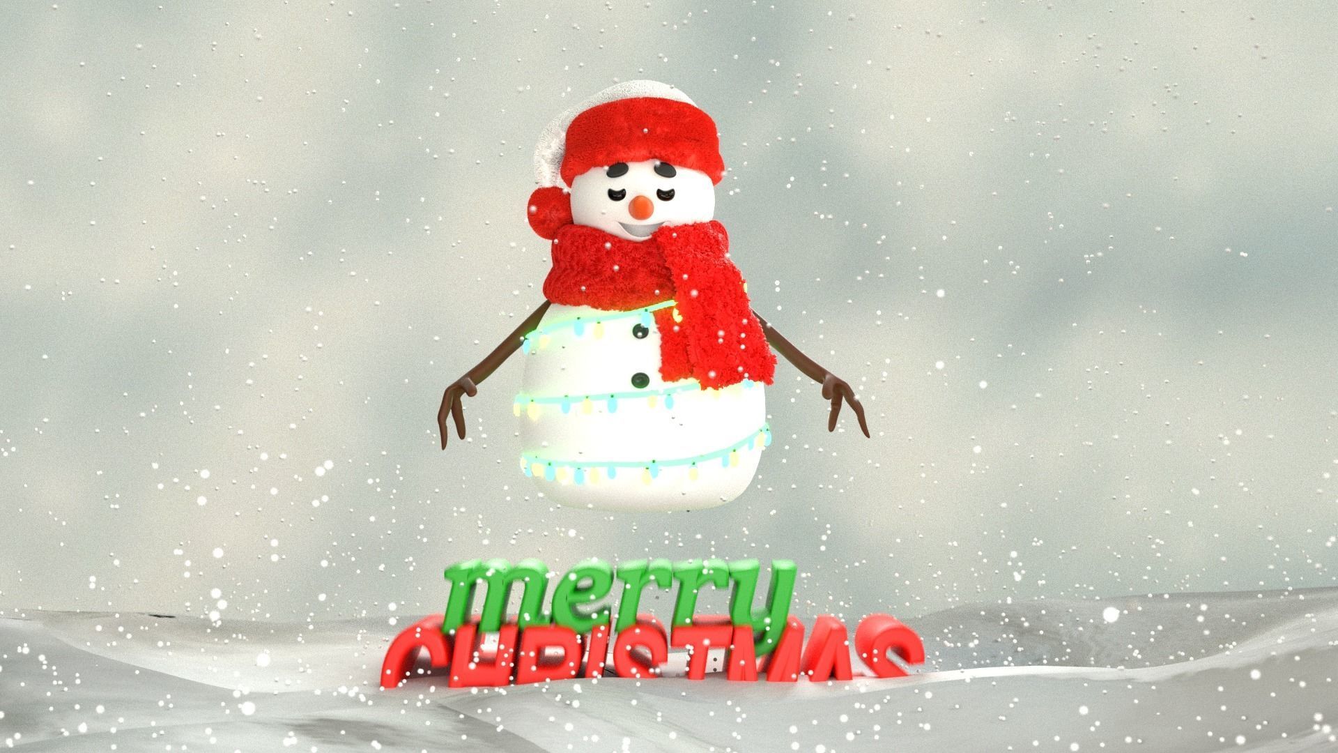 Animated Snowman and Merry Christmas 3D model_14