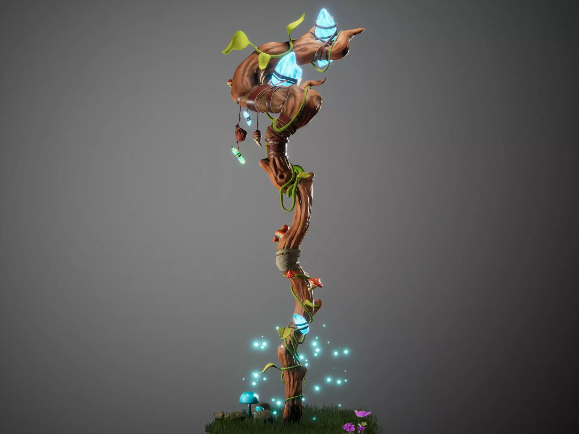 Staff Sacred Tree Low-poly 3D model