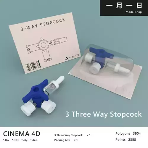 3 Three Way Stopcock Low-poly 3D model